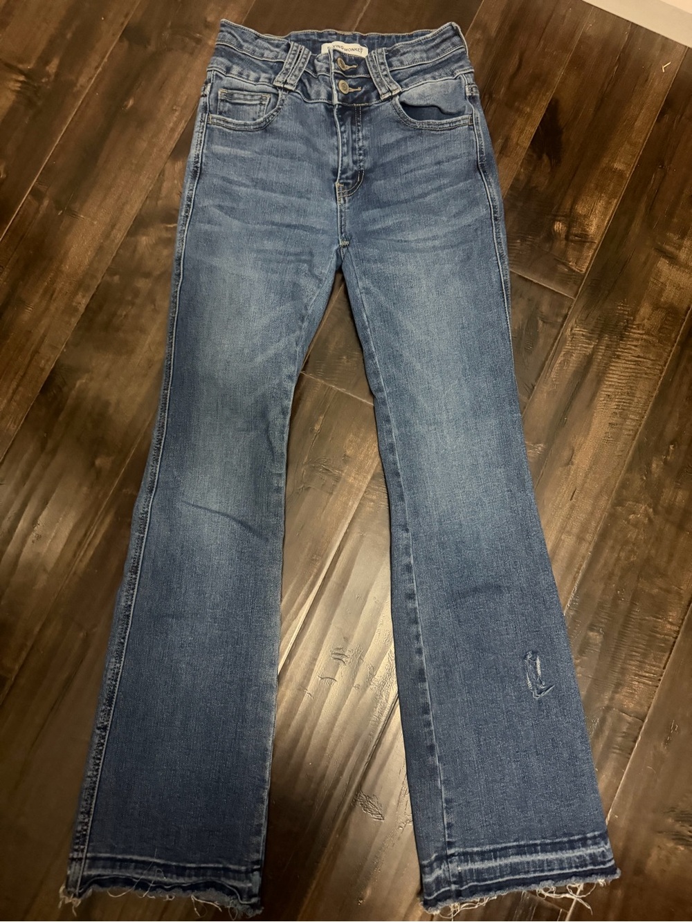 Flying Monkey Youth Girls High Rise Bootcut jeans with Leg Hole Size 14